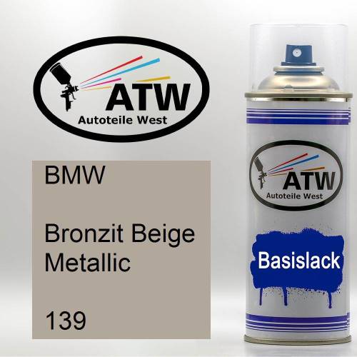 BMW, Bronzit Beige Metallic, 139: 400ml Sprühdose, von ATW Autoteile West.